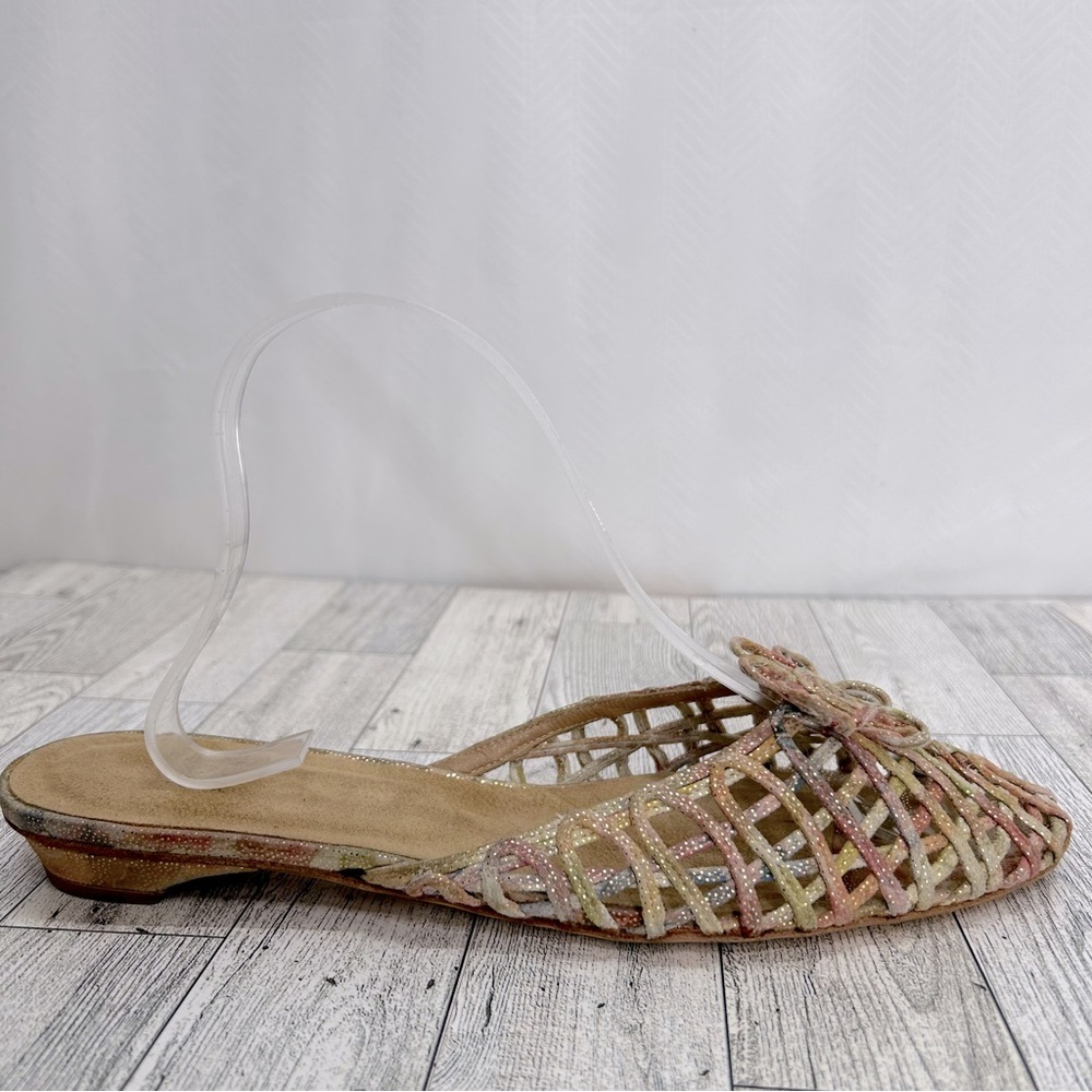 Stuart Weitzman Multi Color Lattice Slip On Mule … - image 1